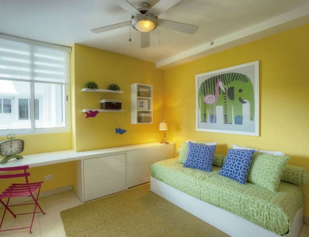 Bright guest bedroom with large window and built-in storage PH Clayton Park II Panama