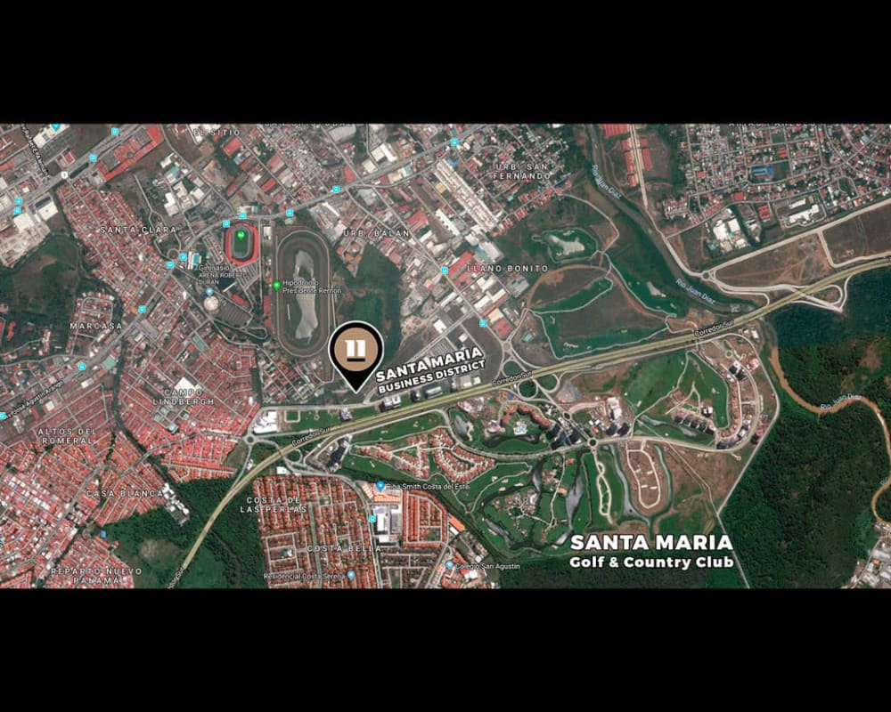 Aerial plot outline of commercial lot Santa María Business District Panama