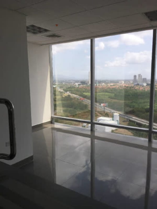 Bright empty office space with panoramic windows Costa del Este Torre Aseguradora Ancón Panama