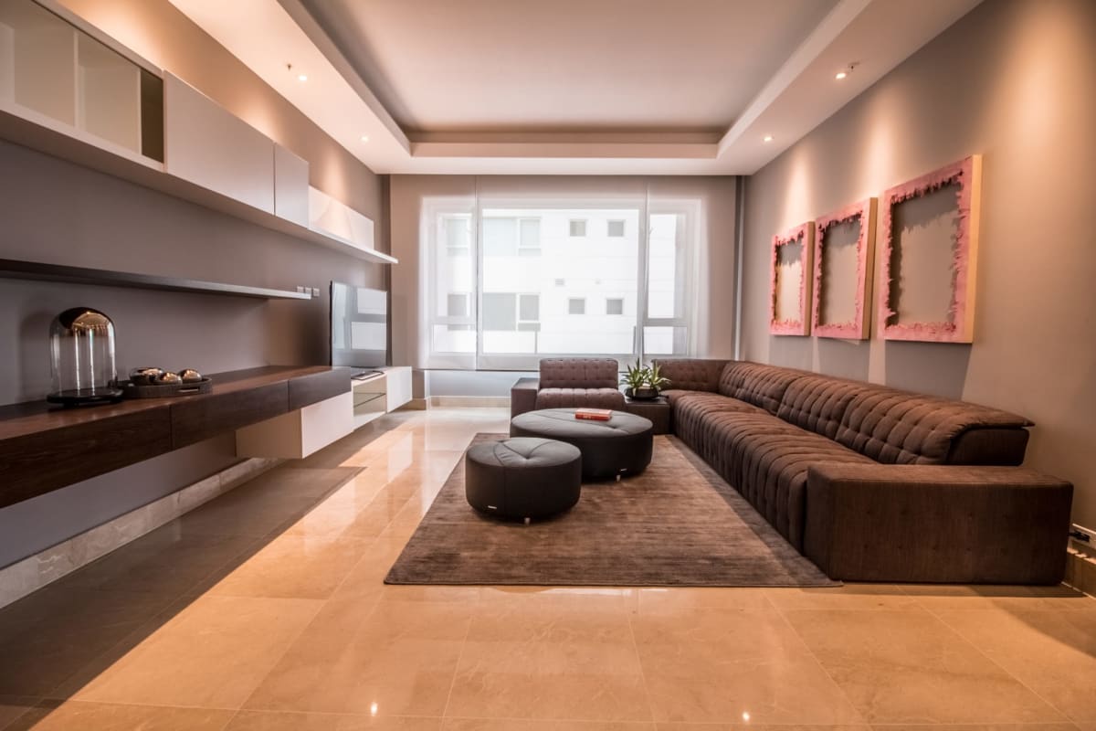 Premium kitchen with granite island and built-in appliances at PH Marea II Costa del Este Panama