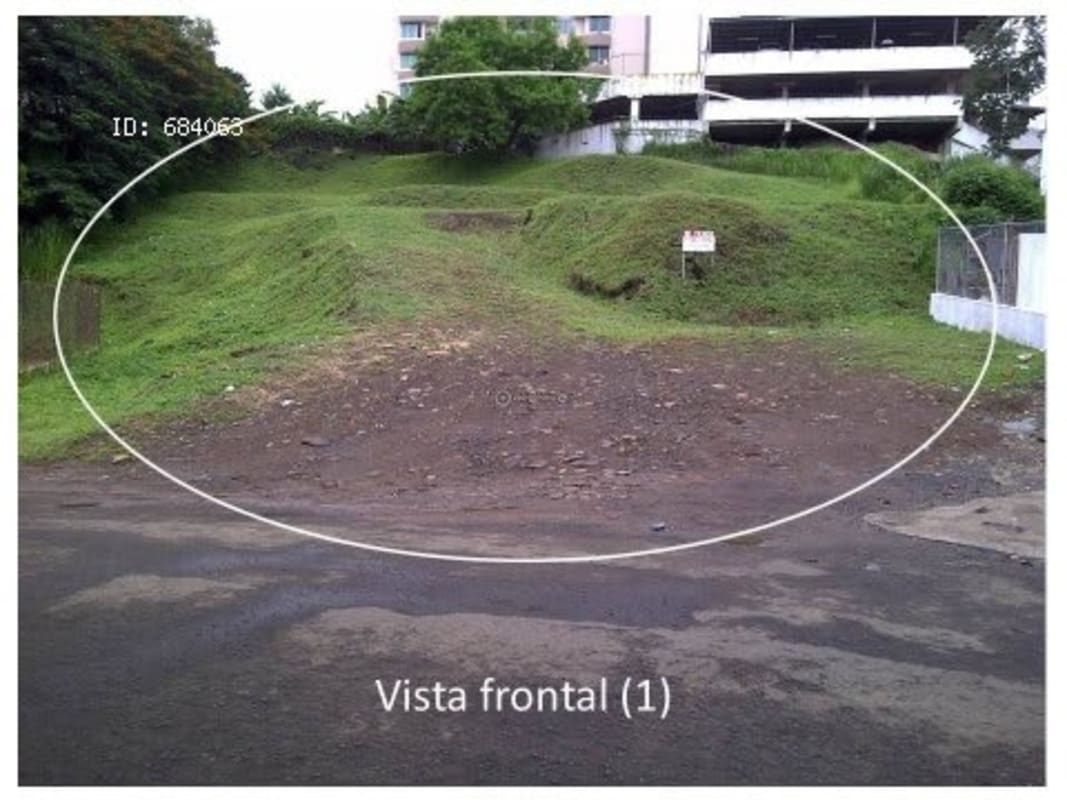 Grassy land plot on slope with city views and metro nearby, ideal for condominium project