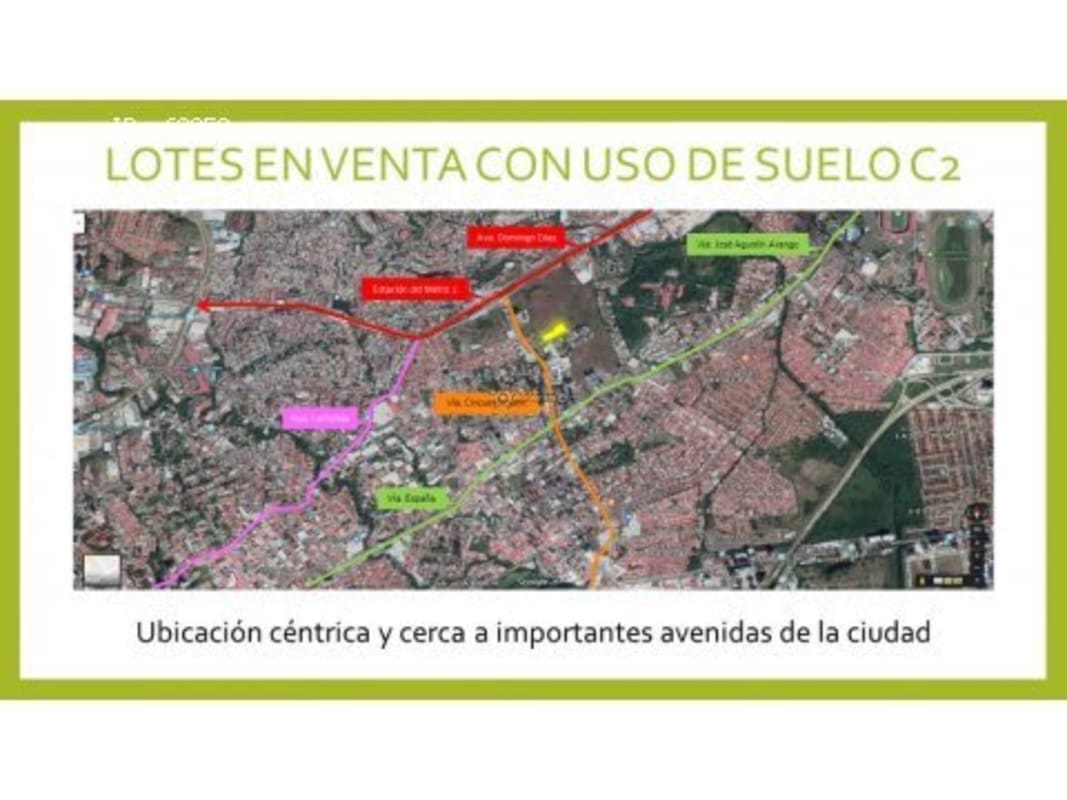 Aerial color-coded city map showing commercial land with C2 zoning near major roads and metro
