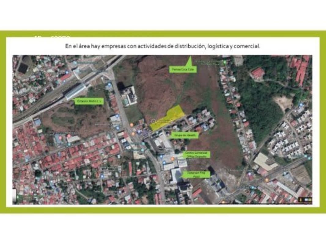 Aerial satellite view of residential and commercial zone with Metro, logistics and undeveloped parcels Chepo Panama