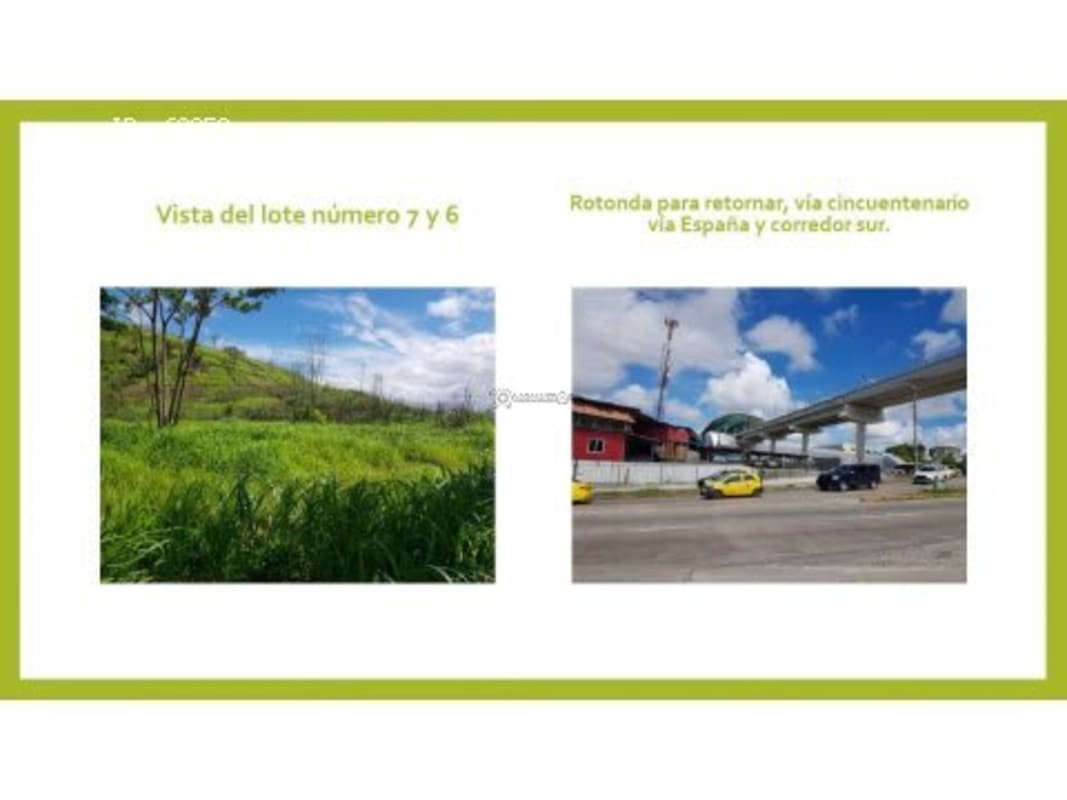 Dual view of green development lot beside highway access and suburb commercial lots Chepo Panama