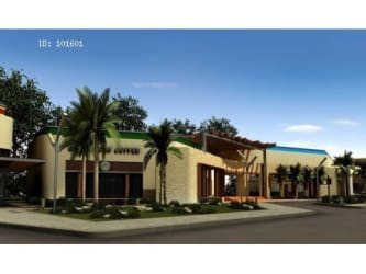 Architectural design idea for commercial mall with palm landscaping in Dolega Panama