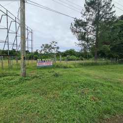 Flat grassy vacant land with fencing and utility poles facing Inter-American Highway Capira Panama