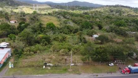 Drone photo green land parcel next to Inter-American Highway in Capira Oeste Panama
