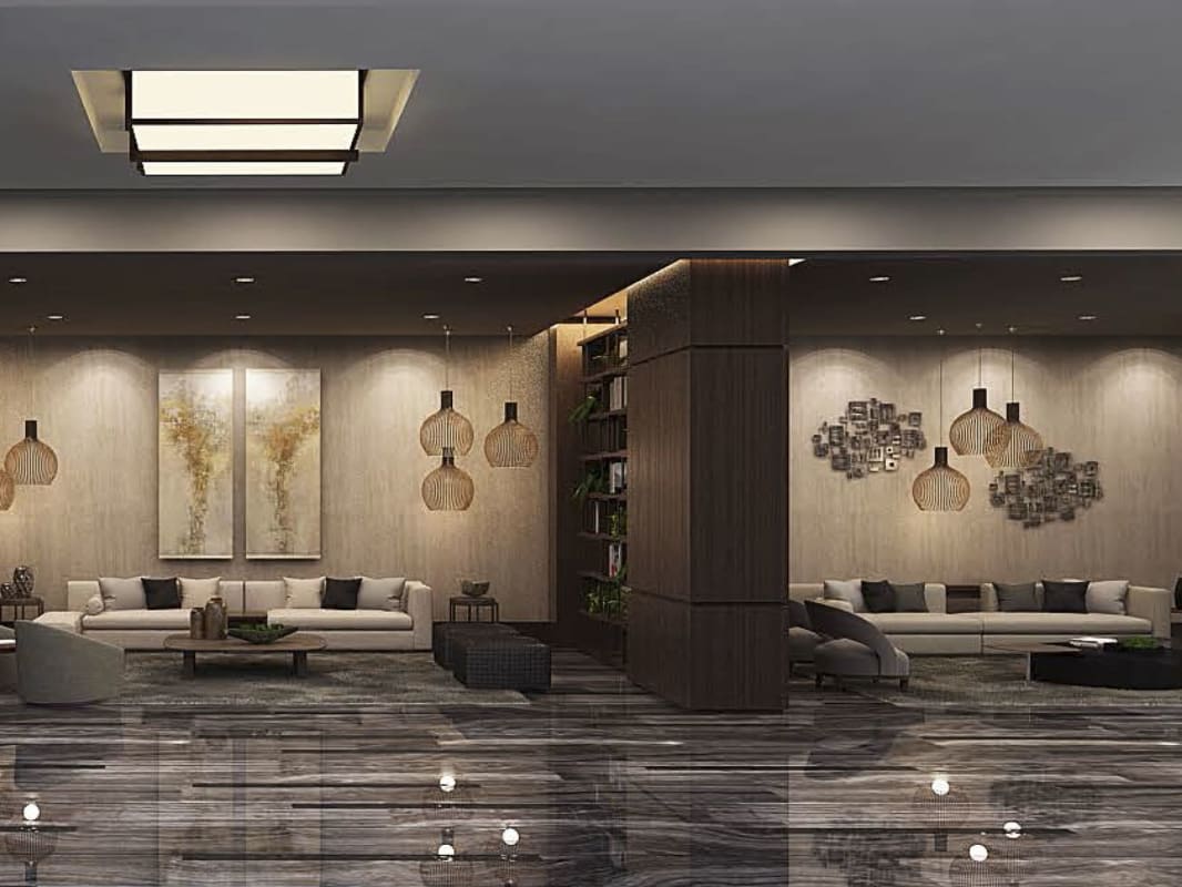 Tiered garden landscaping at commercial Panama Business Tower Obarrio Panama