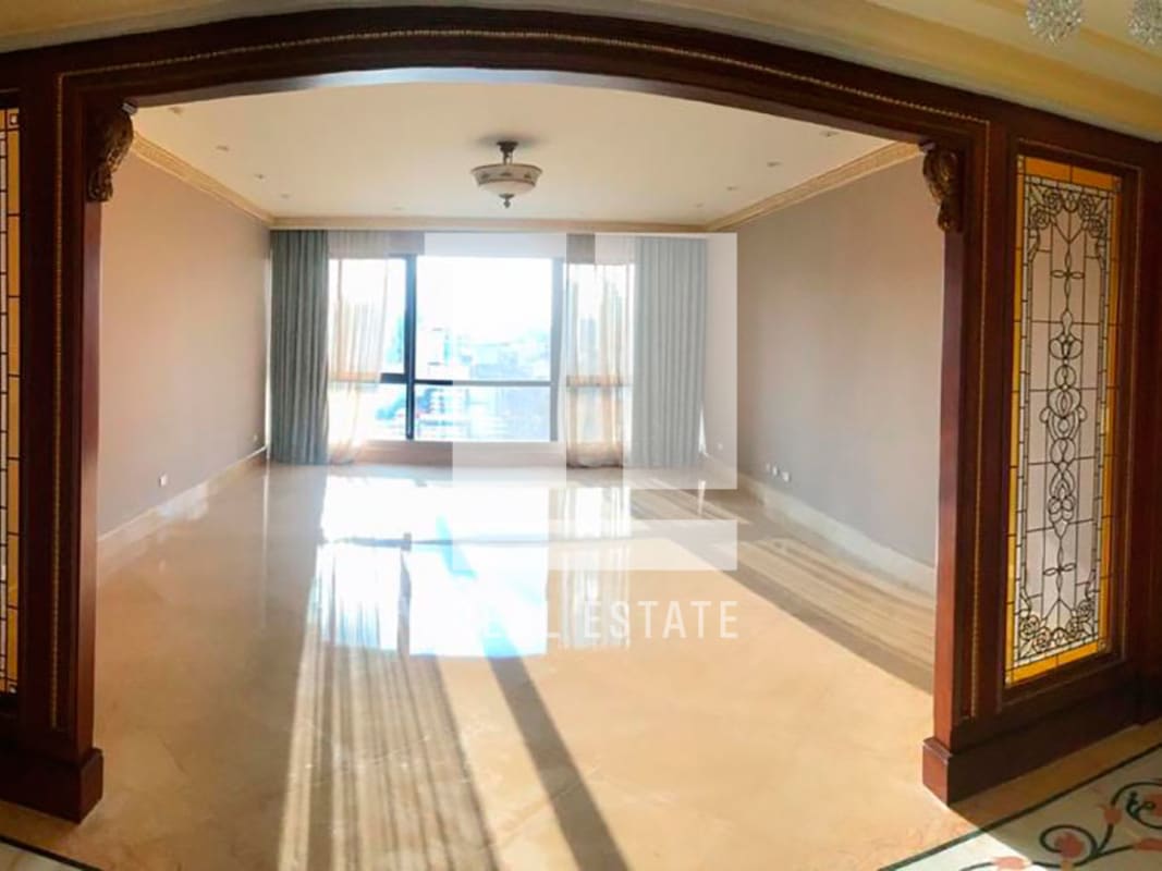 Spacious formal dining room with marble floors classical decor penthouse PH Panamar Panama