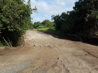 Unpaved rural road through countryside 68 hectare property Coclé Panama