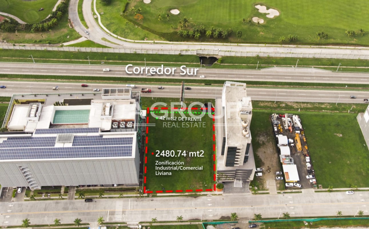 Commercial development land along Corredor Sur with mountain backdrop in Santa Maria Panama