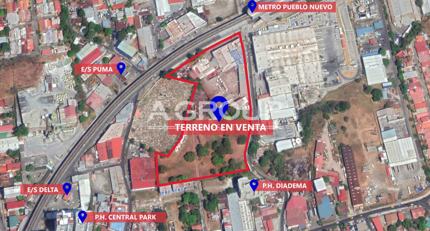 Vacant urban land outlined near Metro for commercial or residential development Panama City