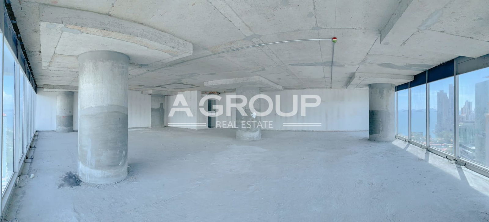 Shell condition office interior with city panoramic windows in Oceania Business Plaza Tower 2000 Panama