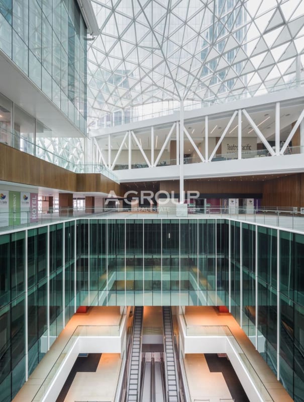 Glass ceiling skylight in commercial Pacific Center building Punta Paitilla Panama