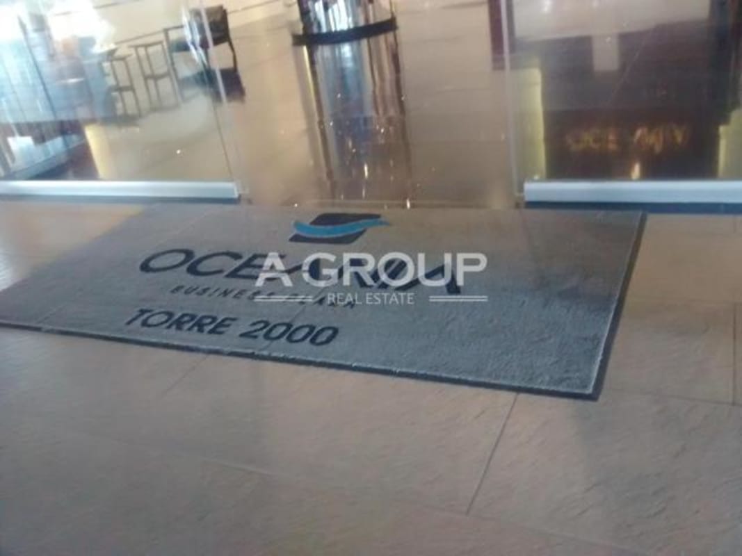 Modern elevator lobby Oceania Business Plaza commercial office tower Punta Pacifica Panama