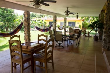 Bright dining living area with tropical decor Costa Esmeralda beach house San Carlos Panama