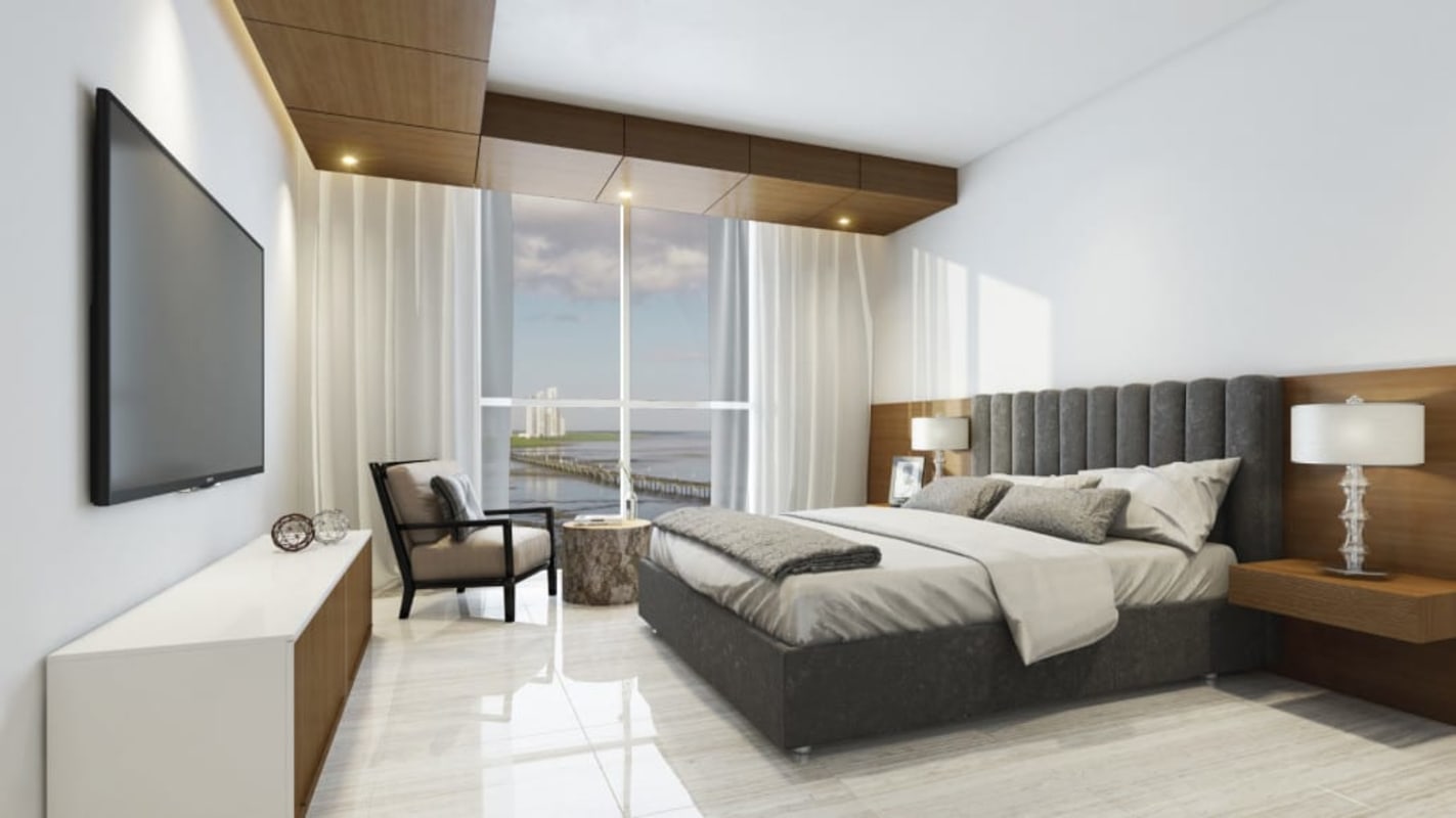 Exterior facade of PH Vita luxury condominium tower Coco del Mar Panama