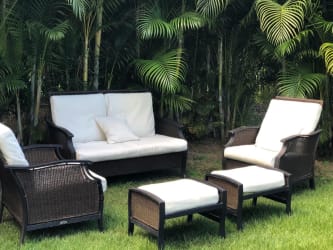 Contemporary kitchen with granite countertops in beachfront villa Panama