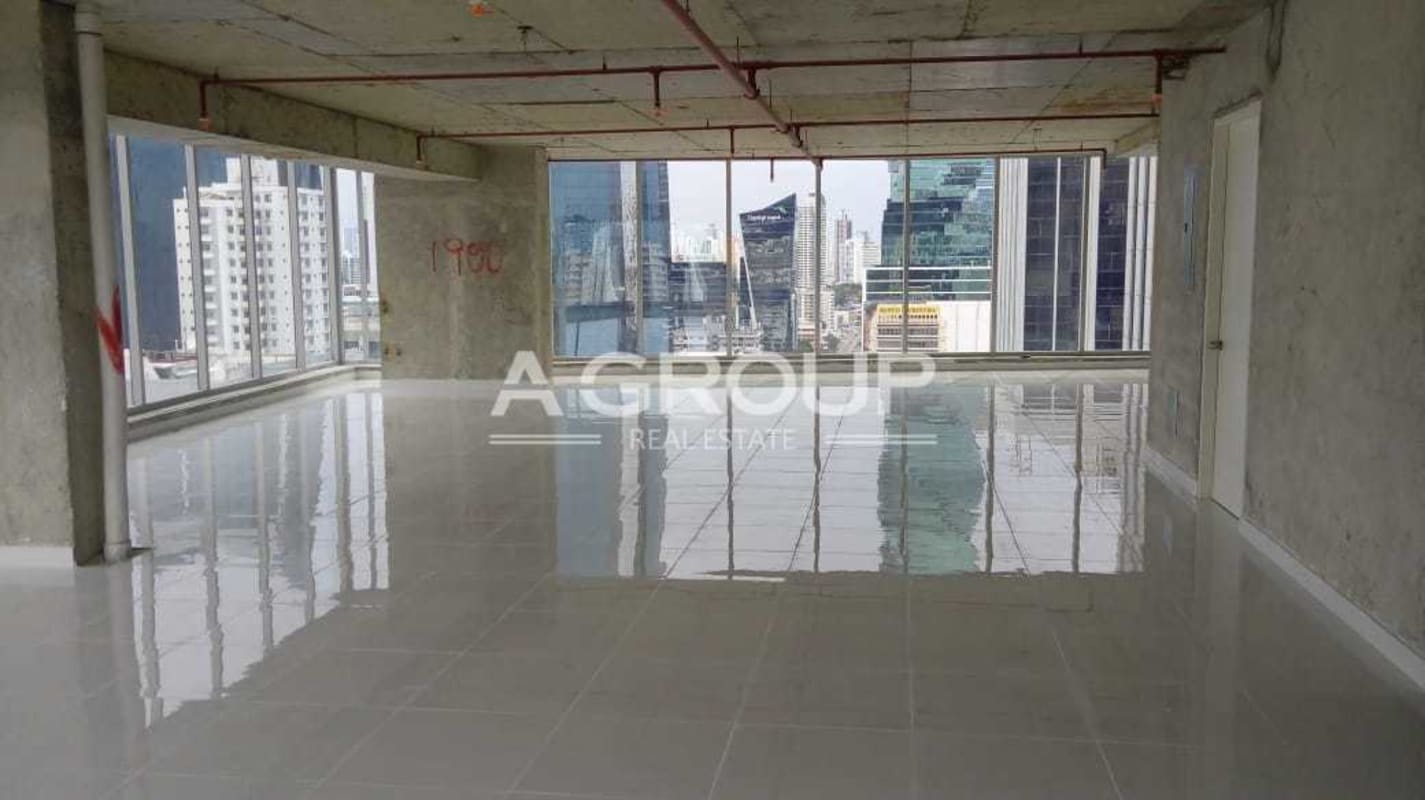 Unfinished spacious commercial office with floor to ceiling glass city views Calle 50 Panama