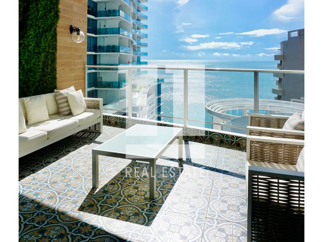 Balcony and terrace area with ocean view at PH Pacific Village Punta Pacifica