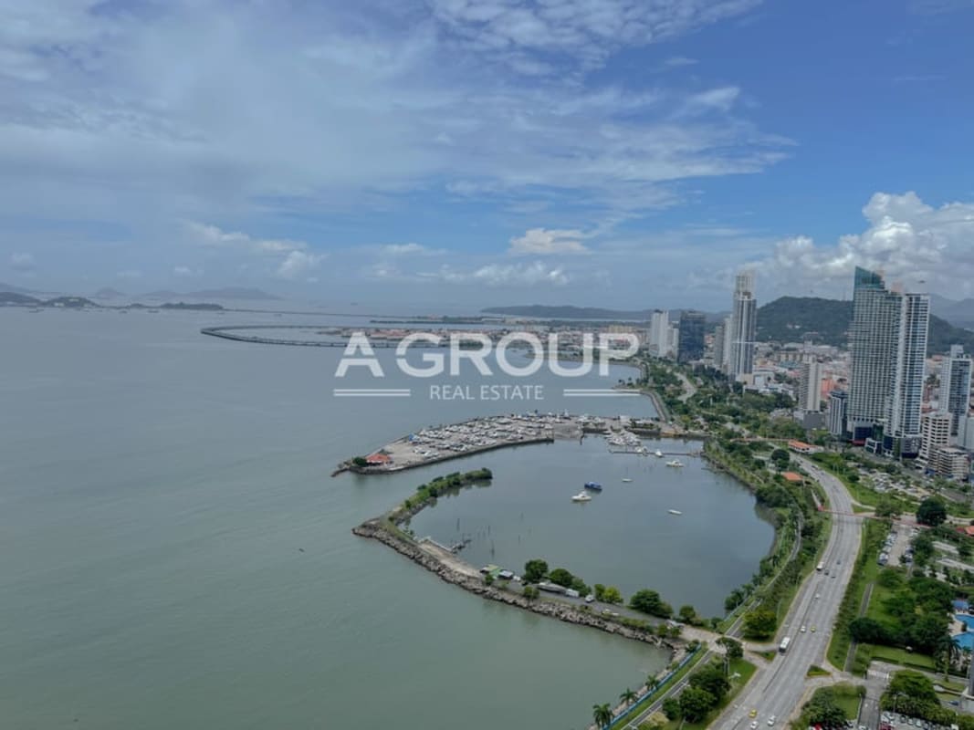 Large balcony with panoramic ocean view at PH Waters on the Bay Panama City