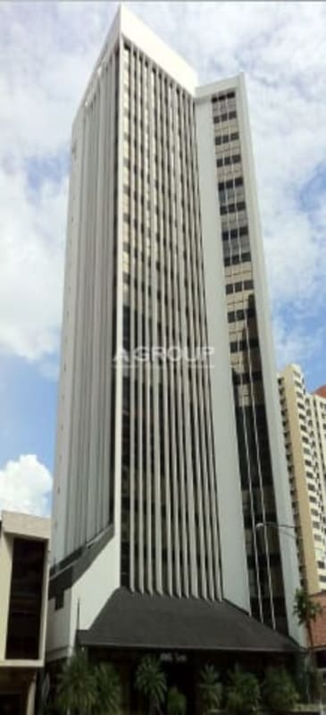 Modern glass facade commercial skyscraper Humboldt Tower in Marbella business district Panama City