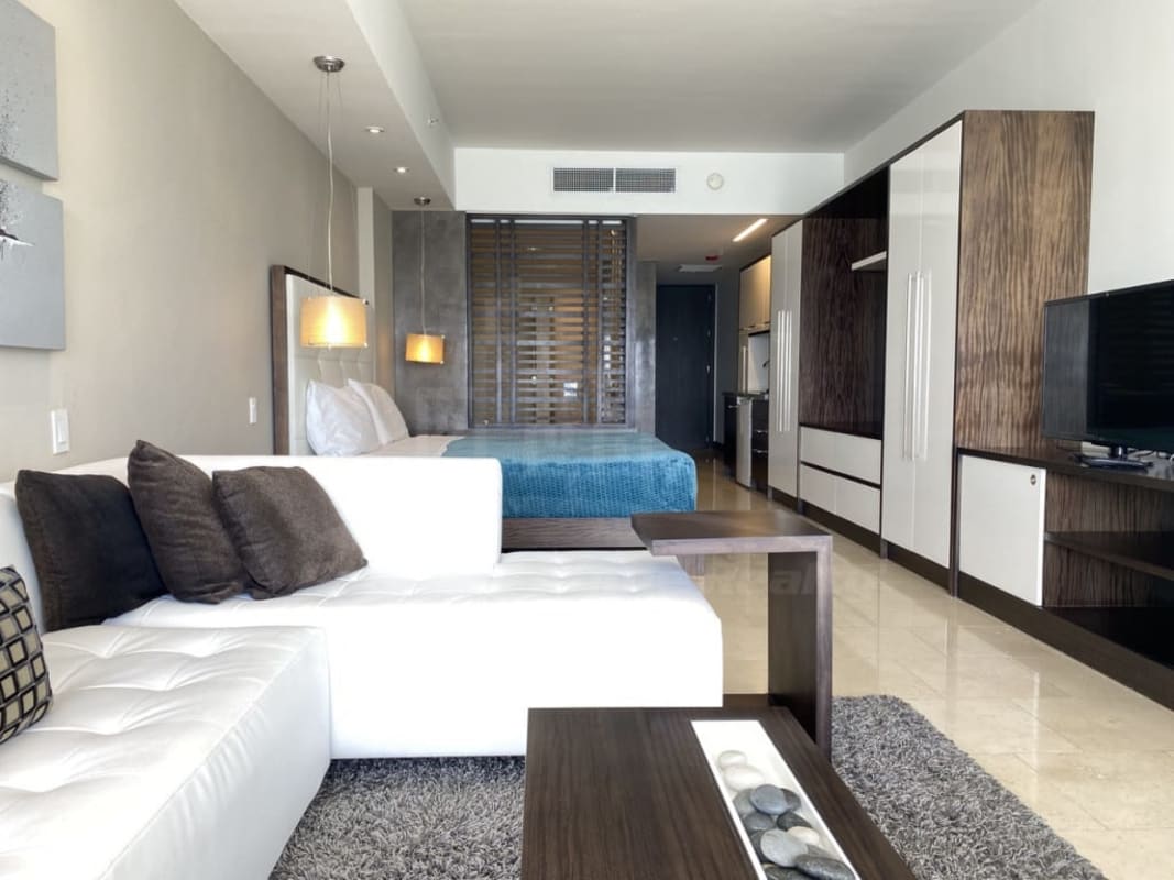 Open-plan studio with designer furnishings and ocean views JW Marriott Panama