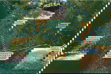 Annotated aerial view showing rural property boundaries river and terrain Mariato Panama
