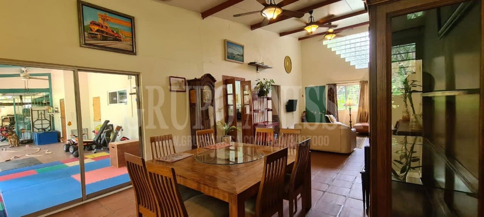 Kids room loft wooden stairs tile flooring Diablo Panama home