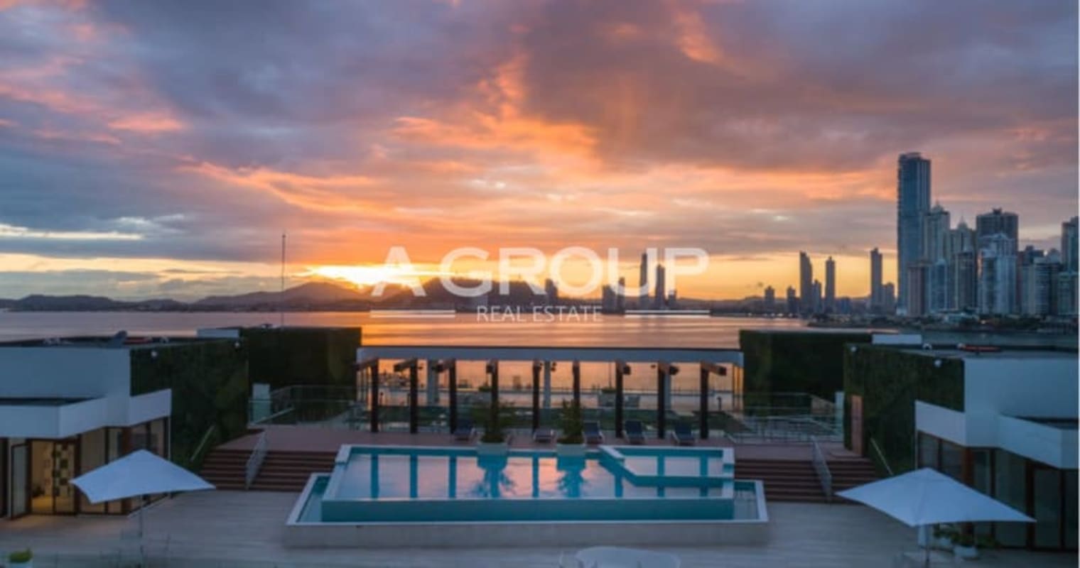 Rooftop infinity pool with panoramic city and marina views Ocean Reef Islands Panama