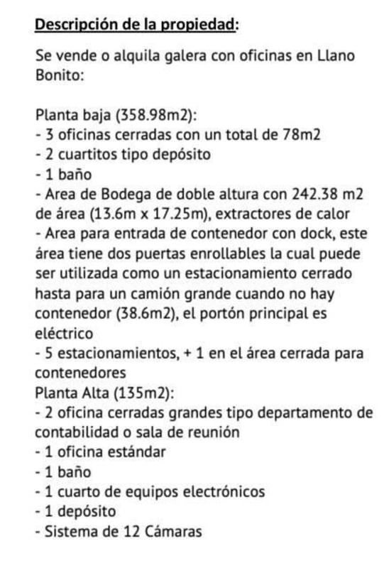 Industrial warehouse space with double height, container entry dock, and secured parking in Llano Bonito Panama