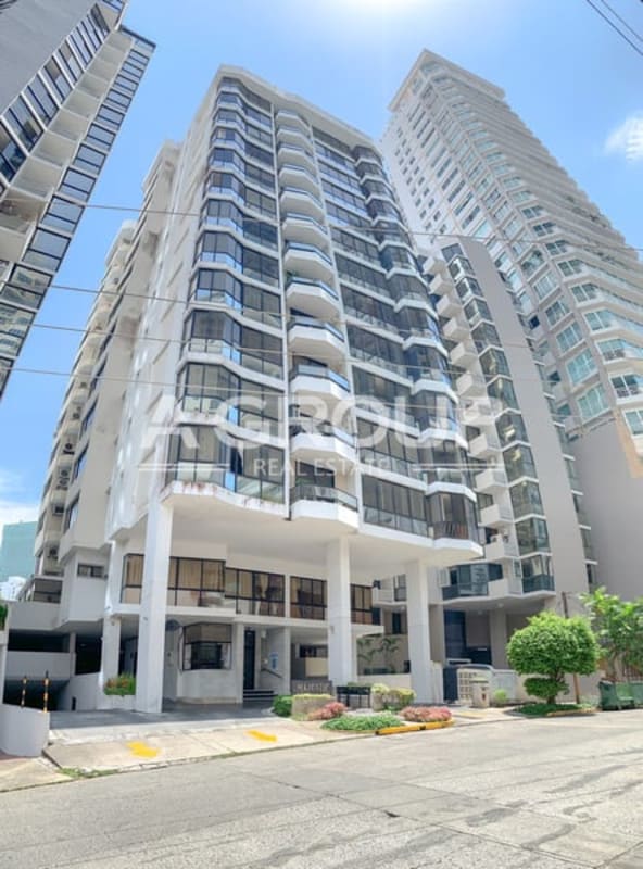 Modern high-rise facade of PH Majestic in Punta Paitilla Panama