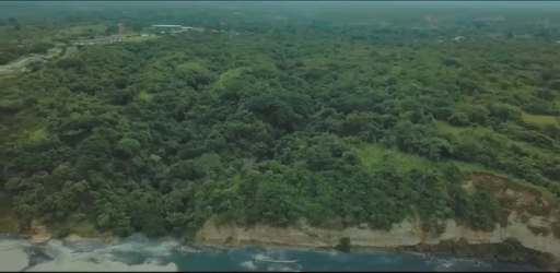 Aerial view coastal land at El Palmar Panama ideal for beachfront resort development