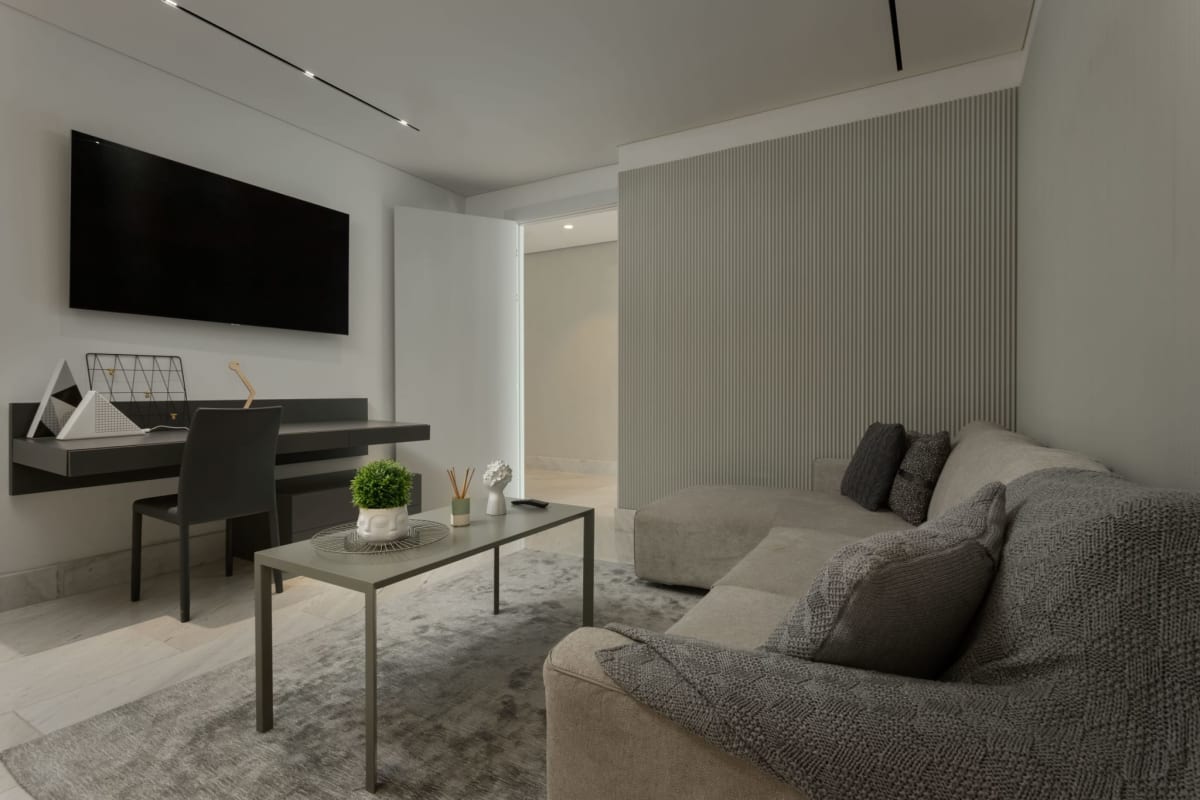 Elegant open concept living-dining with wood accents The Towers Paitilla Punta Paitilla Panama