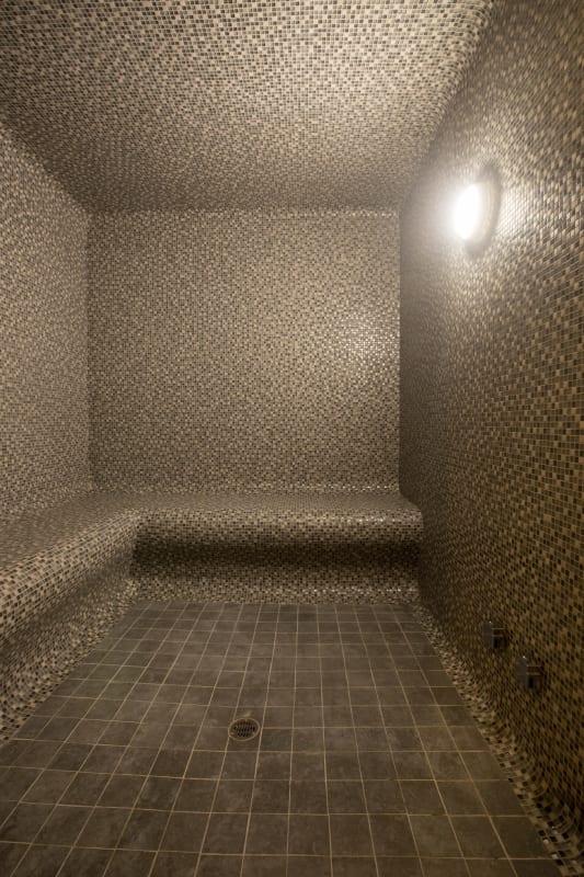 Steam room with mosaic tiles in luxury wellness area of Riviera del Golf condos Panama City