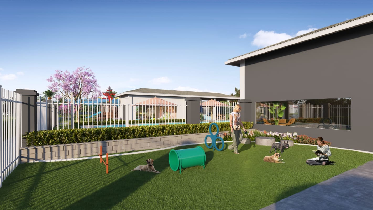 Pet friendly dog park outdoor area with agility equipment at Torres de Cantabria Tocumen Panama