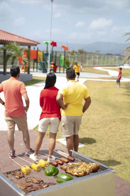 Children's playground with swing set colorful slides Montemadero community Panama