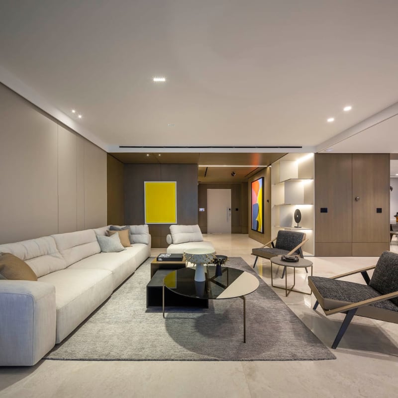 Elegant dining area featuring panoramic city and ocean views PH Aquamarina Punta Pacifica Panama