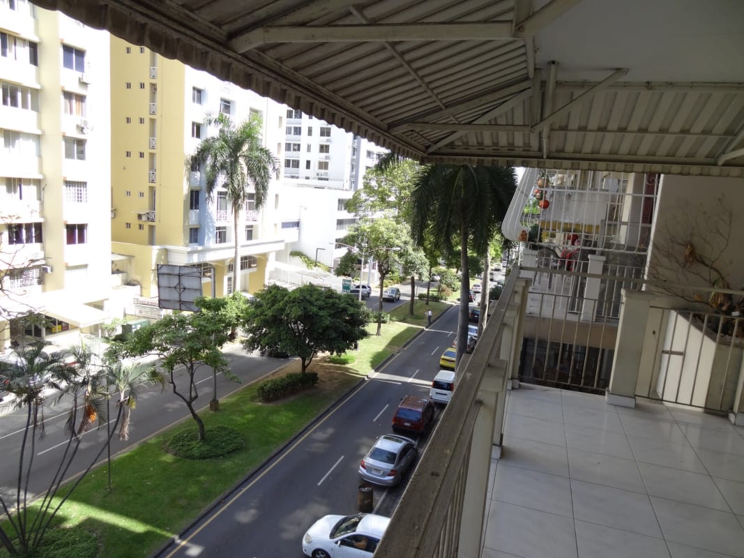 Covered balcony overlooking El Cangrejo Panama PH Entremares