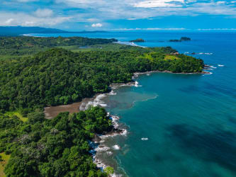 River winding through dense tropical forest in Azuero Peninsula Panama 414ha property