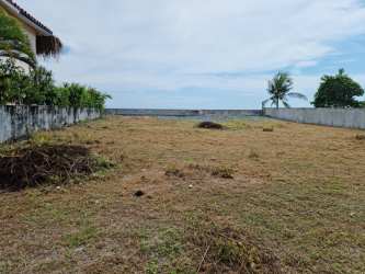 Ocean waves view from sandy beachfront property for sale in Gorgona Panama
