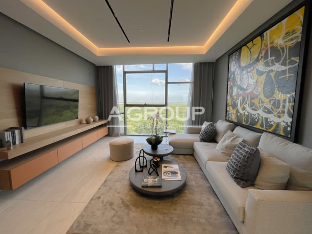 Modern luxury kitchen with white cabinetry and marble in La Maison Fendi Santa María Panama