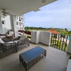 Bright living-dining space with balcony access furnished Playa del Sol San Carlos Panama
