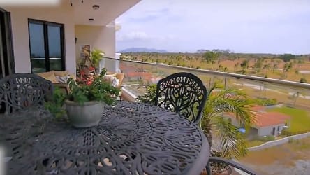 Gourmet kitchen with granite countertops teak cabinetry and imported appliances in PH Las Olas Panama