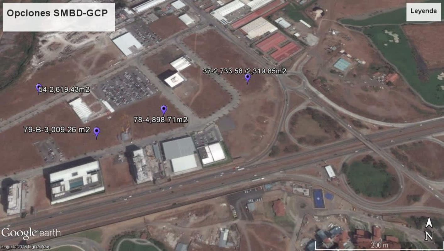 Aerial urban view of commercial plots adjacent to highways Costa del Este Panama City