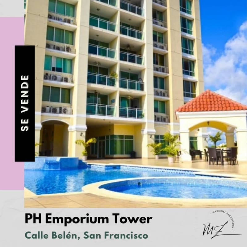 Spacious living room with large windows and city views in luxury apartment PH Emporium Tower Panama City