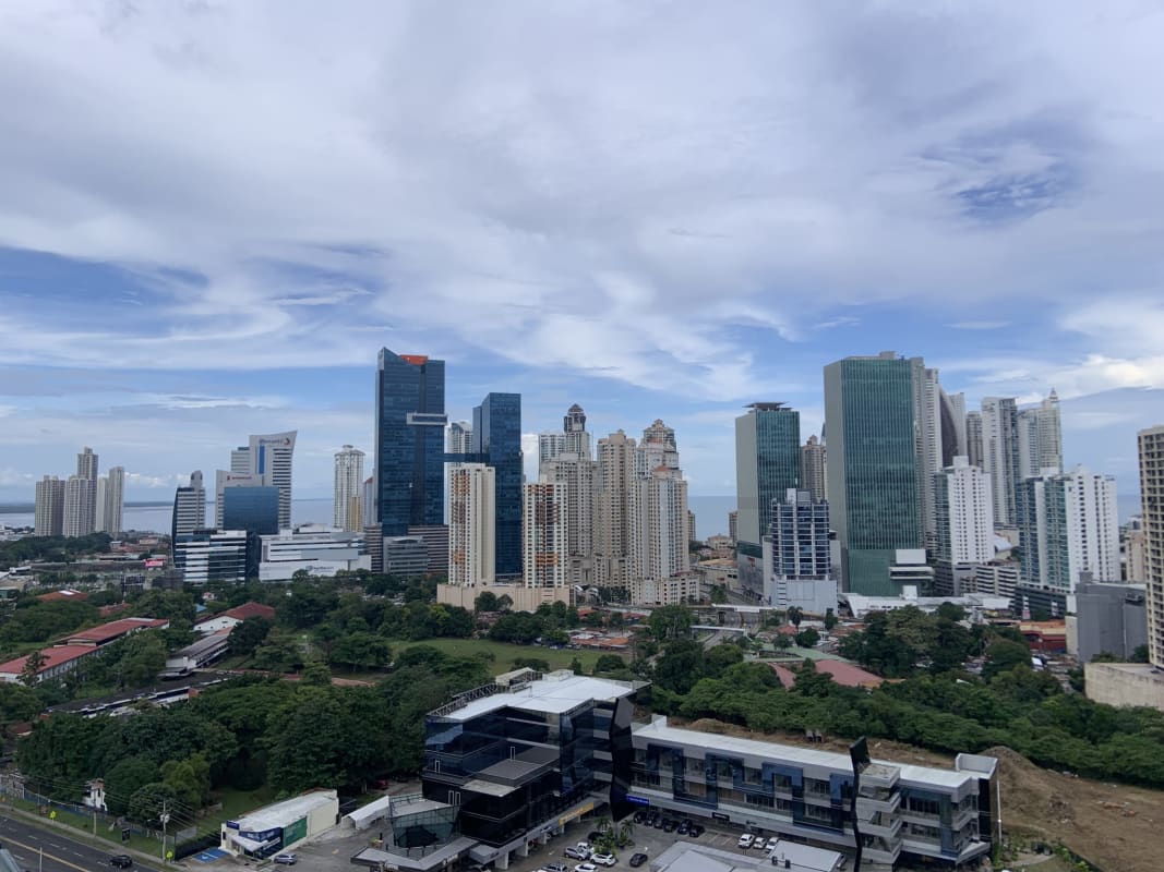 Infinity pool with marina and ocean views at Ocean Reef private Islands Panama City