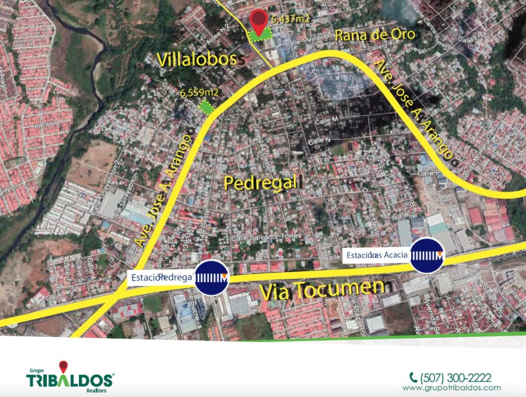 Zoning map showing low-intensity ZM2 mixed-use permissible land uses in Pedregal Villalobos Panama