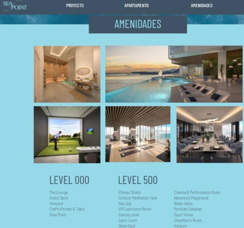 Modern high-rise condominium PH Sea Point facade with balconies and glass in Punta Paitilla Panama