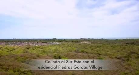 Aerial view showing open gently rolling land in countryside Coclé Panama near beach
